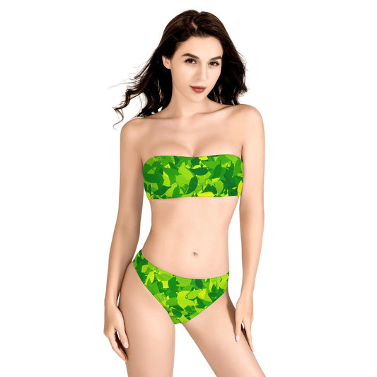 Trägerloser Green Leaf Bandeau Bikini Bandeau Bikini 69.99 Bandeau, Bikini, Grean, Leaf JLR Design