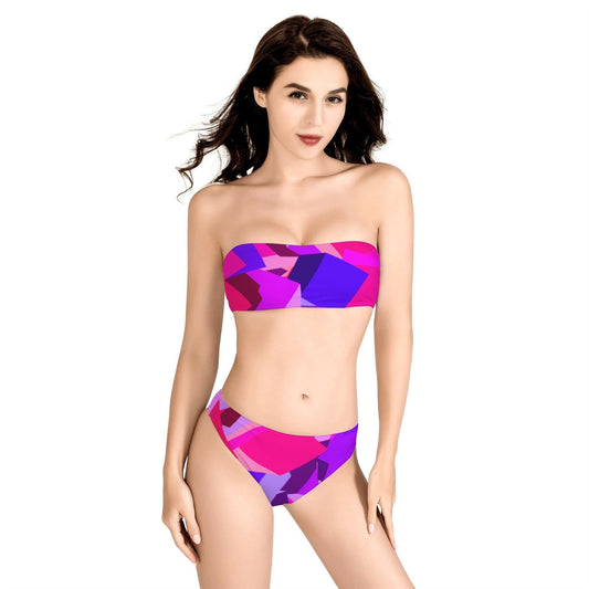 Trägerloser Pink Cube Bandeau Bikini Bandeau Bikini 69.99 Bandeau, Bikini, Cube, Purple JLR Design