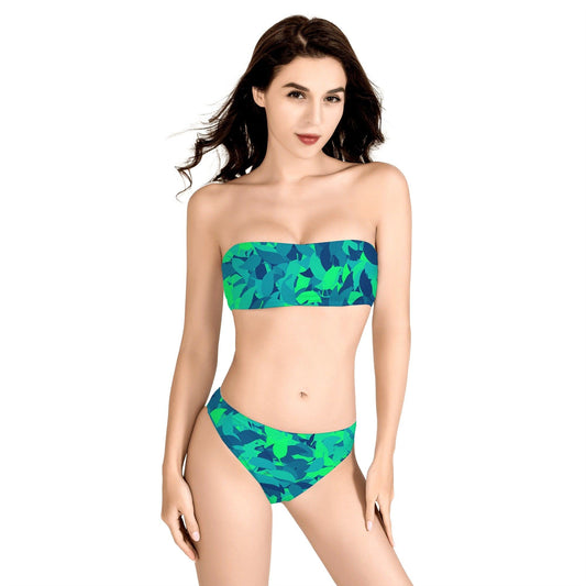 Trägerloser Turquoise Leaf Bandeau Bikini Bandeau Bikini 69.99 JLR Design