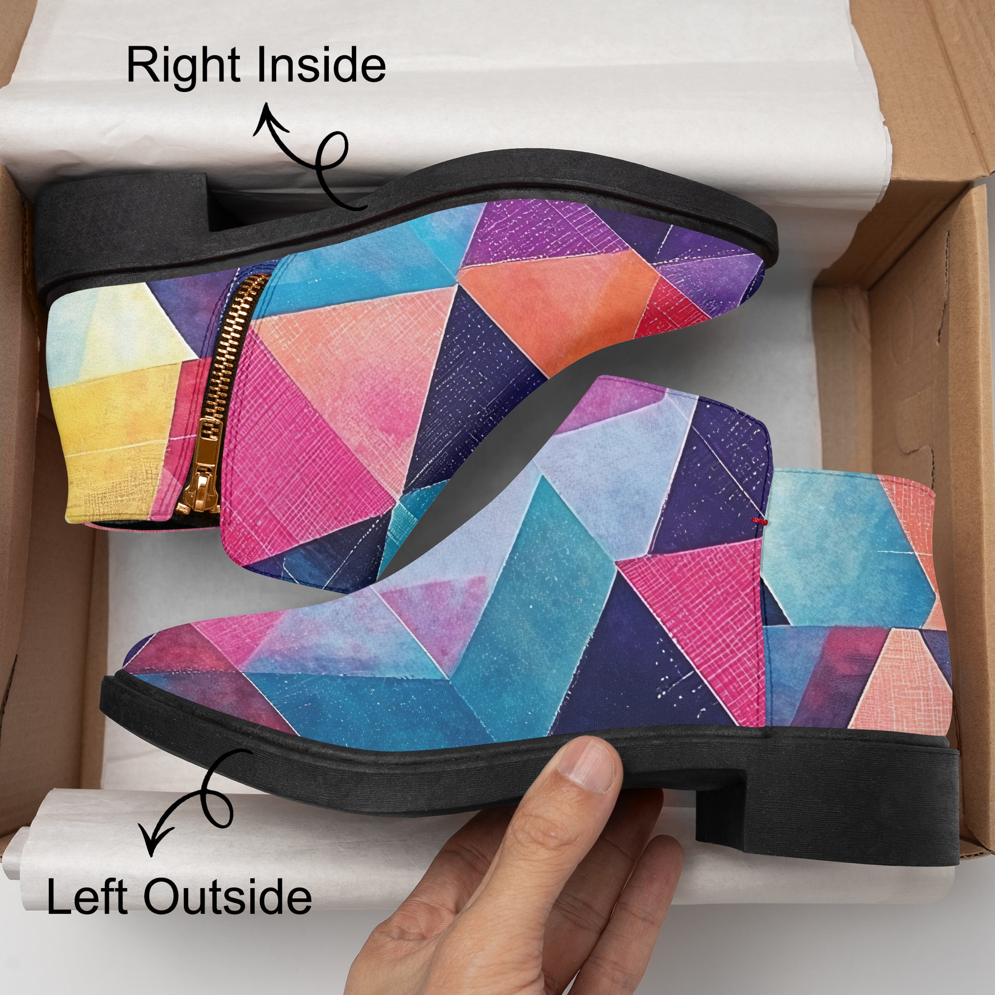 Triangle v1 elegante Reißverschluss-Stiefeletten Stiefeletten JLR Design