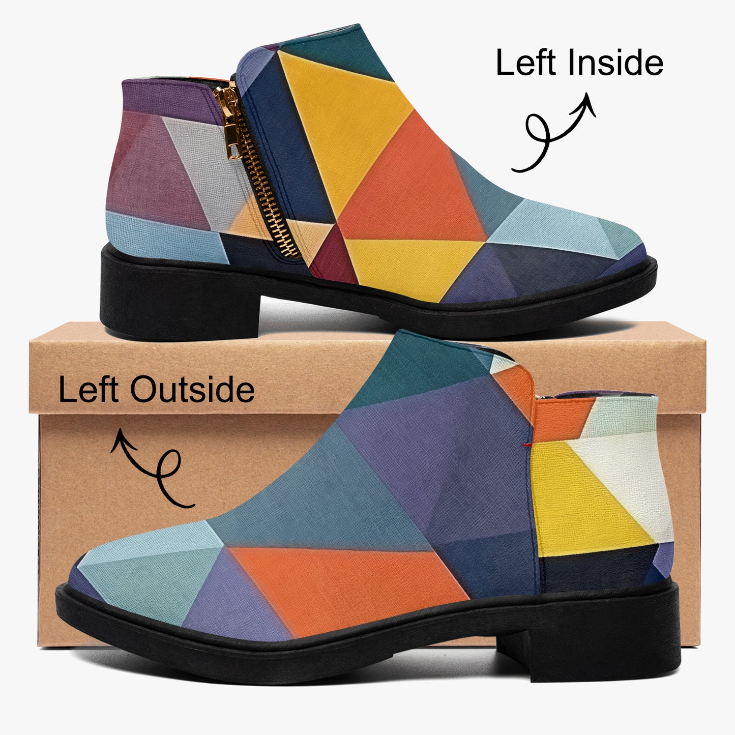 Triangle v3 elegante Reißverschluss-Stiefeletten Stiefeletten JLR Design