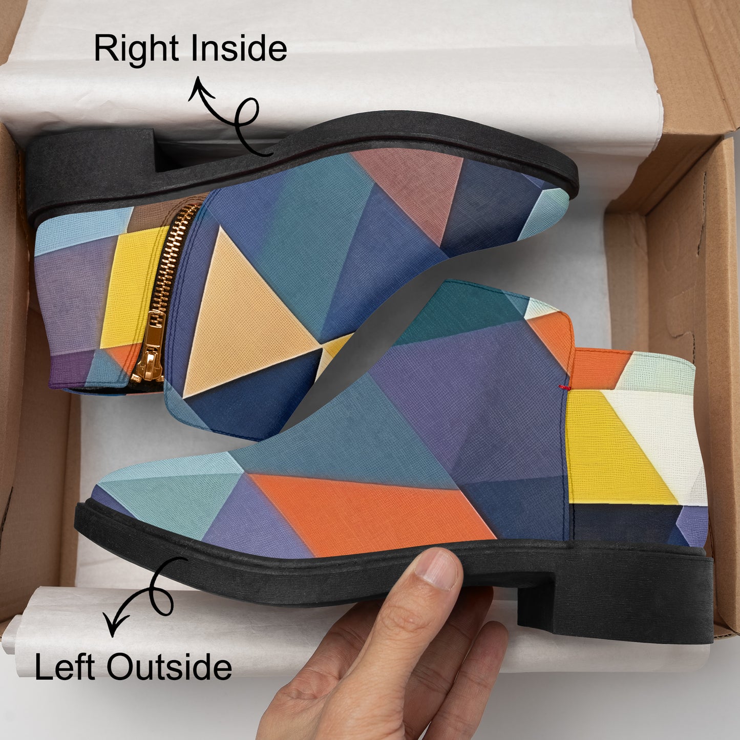 Triangle v3 elegante Reißverschluss-Stiefeletten Stiefeletten JLR Design