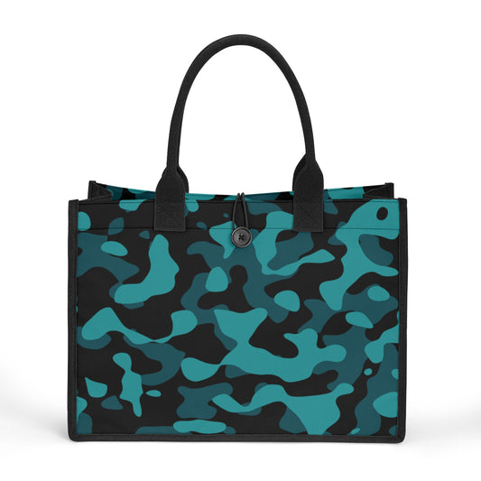 Türkis Camouflage Canvas Shopper Tasche Einkaufstasche JLR Design