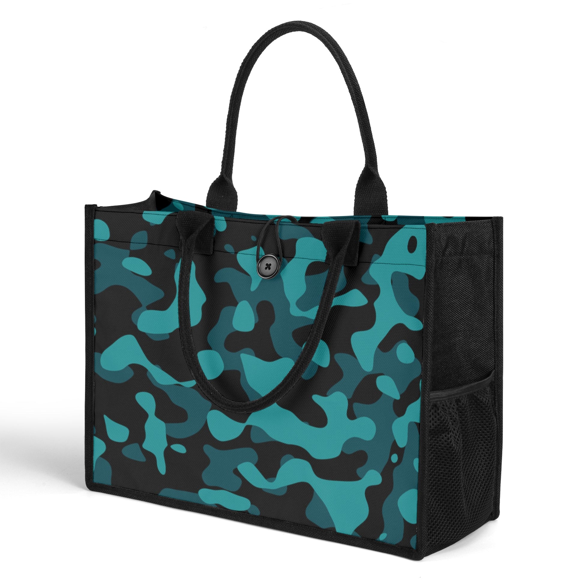 Türkis Camouflage Canvas Shopper Tasche Einkaufstasche JLR Design