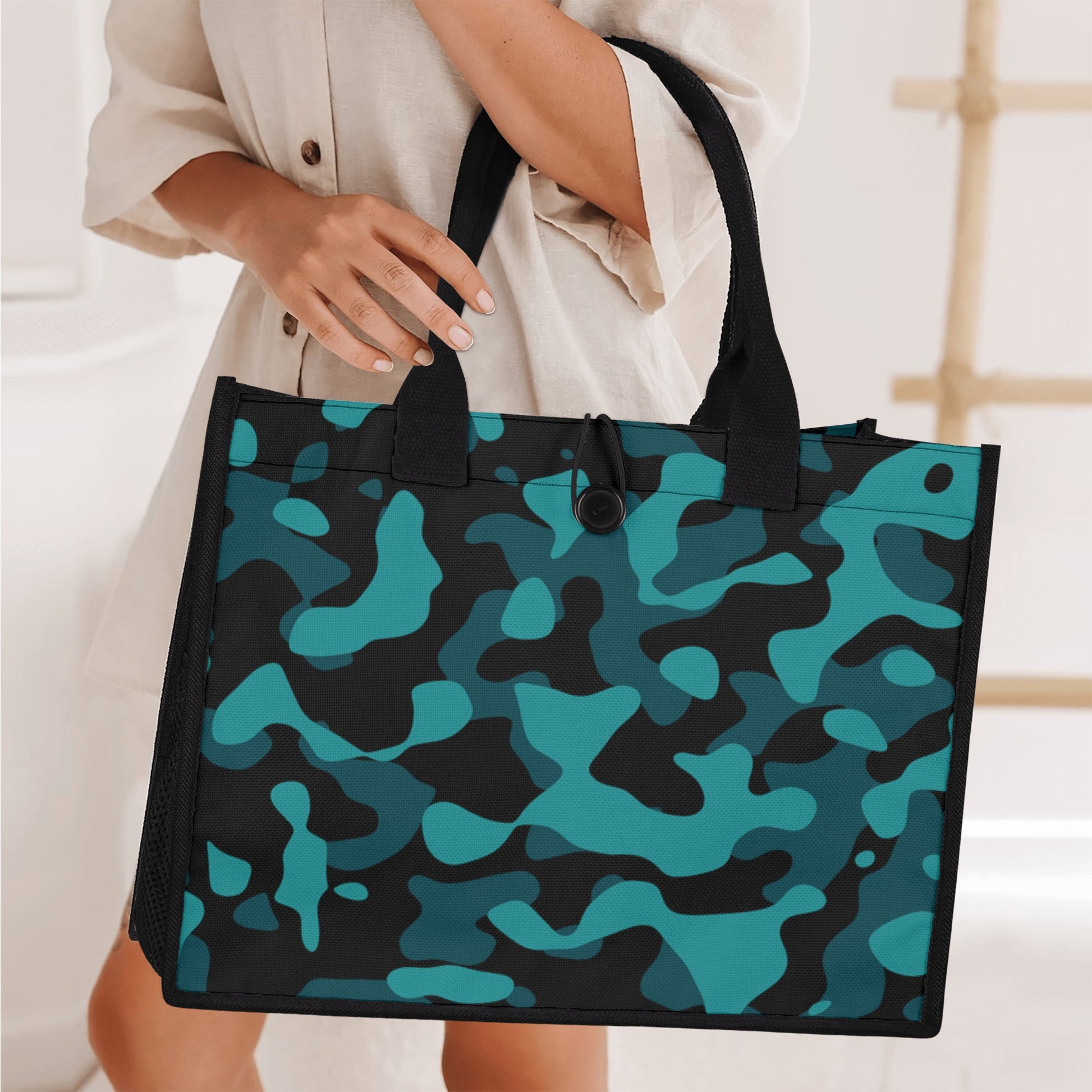 Türkis Camouflage Canvas Shopper Tasche Einkaufstasche JLR Design