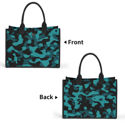 Türkis Camouflage Canvas Shopper Tasche Einkaufstasche JLR Design