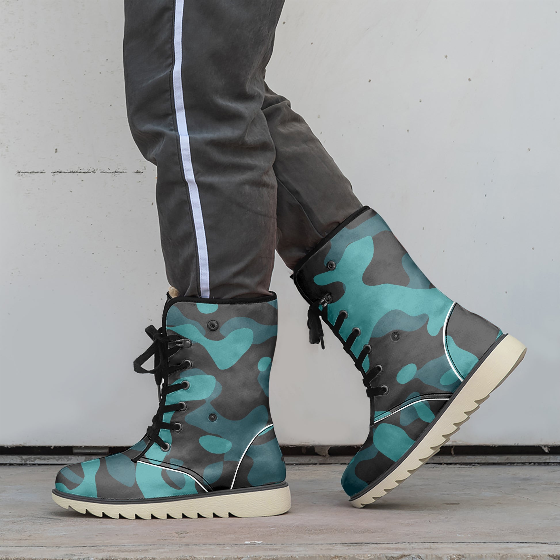 Türkis Camouflage Chic Boots mit Plüschfutter Stiefel JLR Design