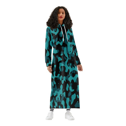 turkis-camouflage-bequemes-leichtes-hoodie-kleid-hoodiekleid-jlr-design-90151 - JLR Design
