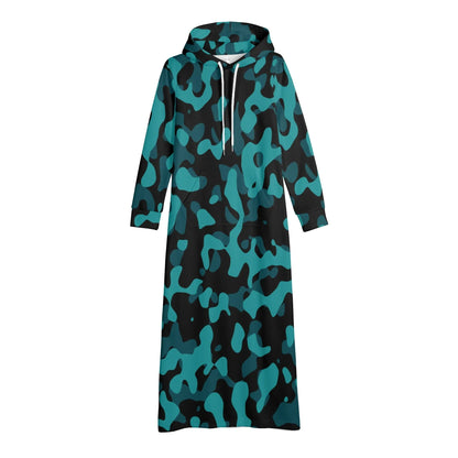 turkis-camouflage-bequemes-leichtes-hoodie-kleid-hoodiekleid-jlr-design-62959 - JLR Design