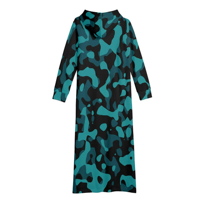 turkis-camouflage-bequemes-leichtes-hoodie-kleid-hoodiekleid-jlr-design-34964 - JLR Design
