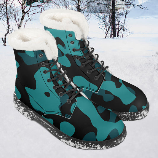 Türkis Camouflage Faux Fur Leder Boots Boots JLR Design