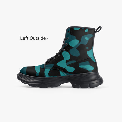 Türkis Camouflage Leather Chunky Boots Boots JLR Design