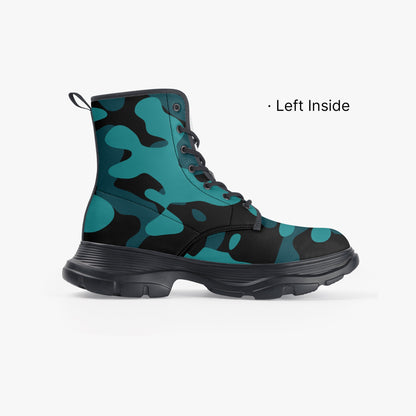 Türkis Camouflage Leather Chunky Boots Boots JLR Design