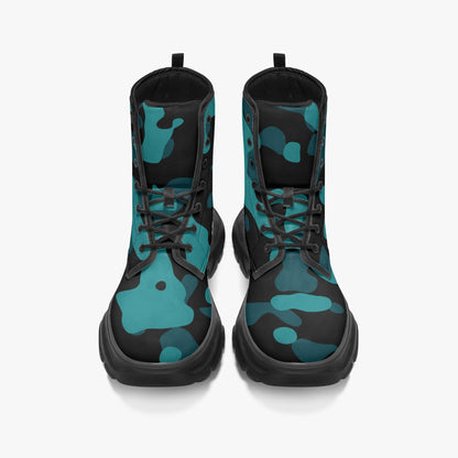 Türkis Camouflage Leather Chunky Boots Boots JLR Design