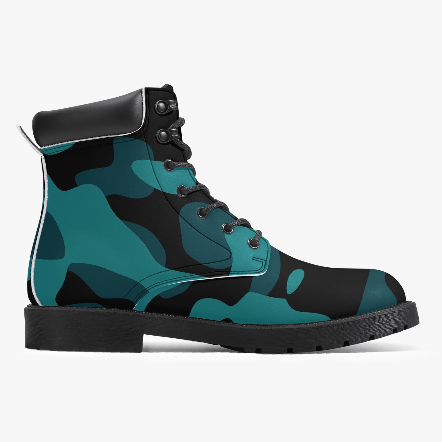 Türkis Camouflage Leder Boots | Stylische und Warme Winterstiefel Boots JLR Design