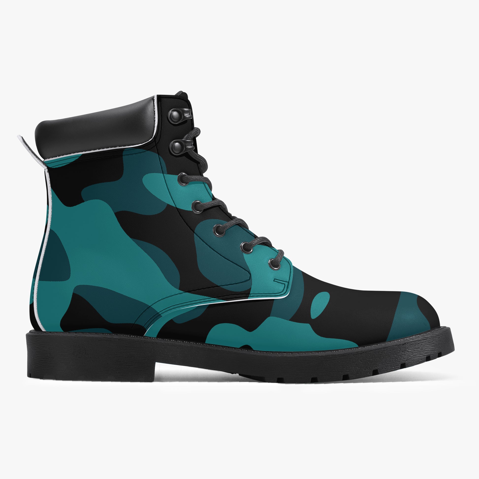 Türkis Camouflage Leder Boots | Stylische und Warme Winterstiefel Boots JLR Design