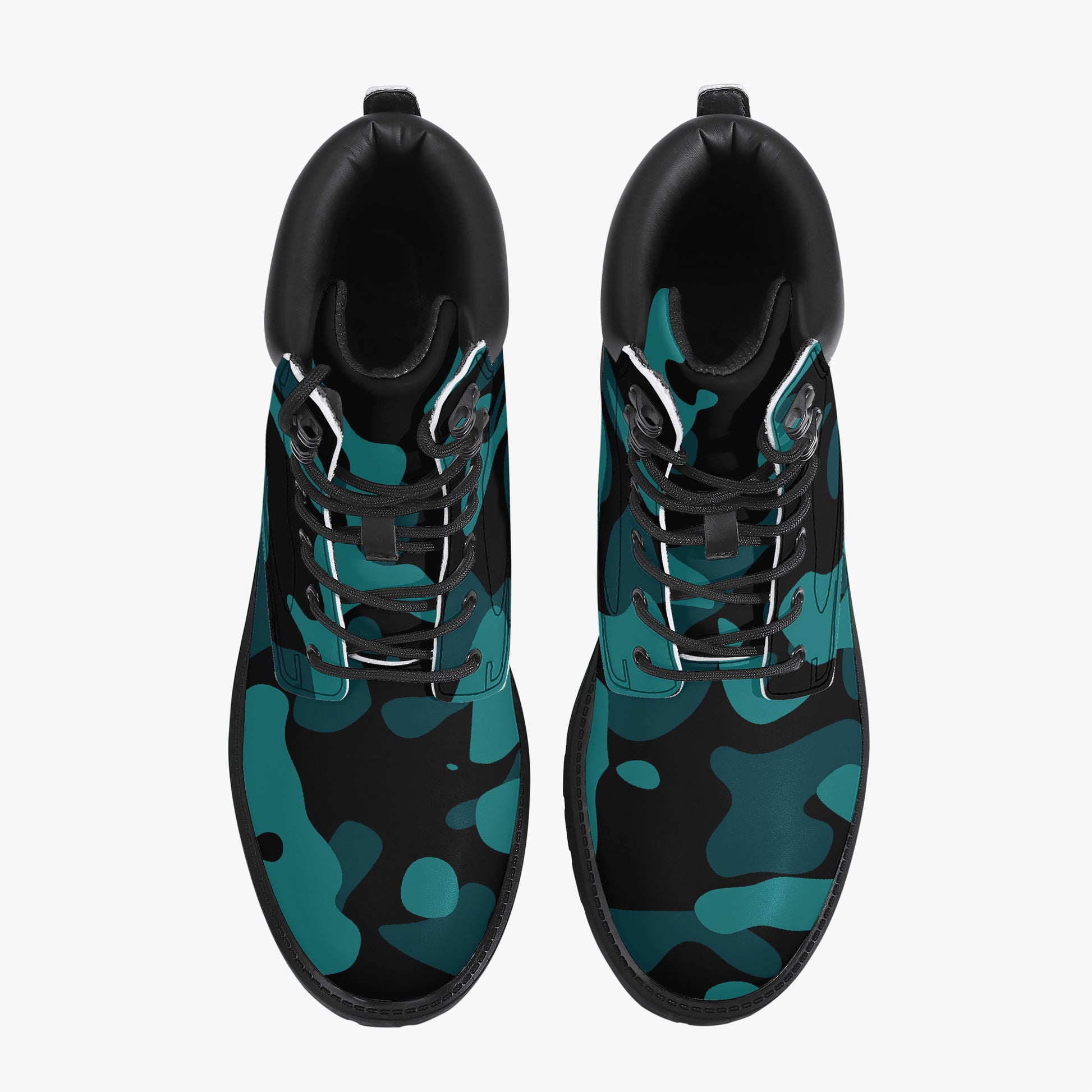 Türkis Camouflage Leder Boots | Stylische und Warme Winterstiefel Boots JLR Design