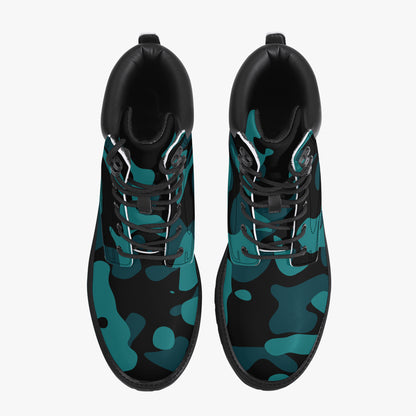 Türkis Camouflage Leder Boots | Stylische und Warme Winterstiefel Boots JLR Design