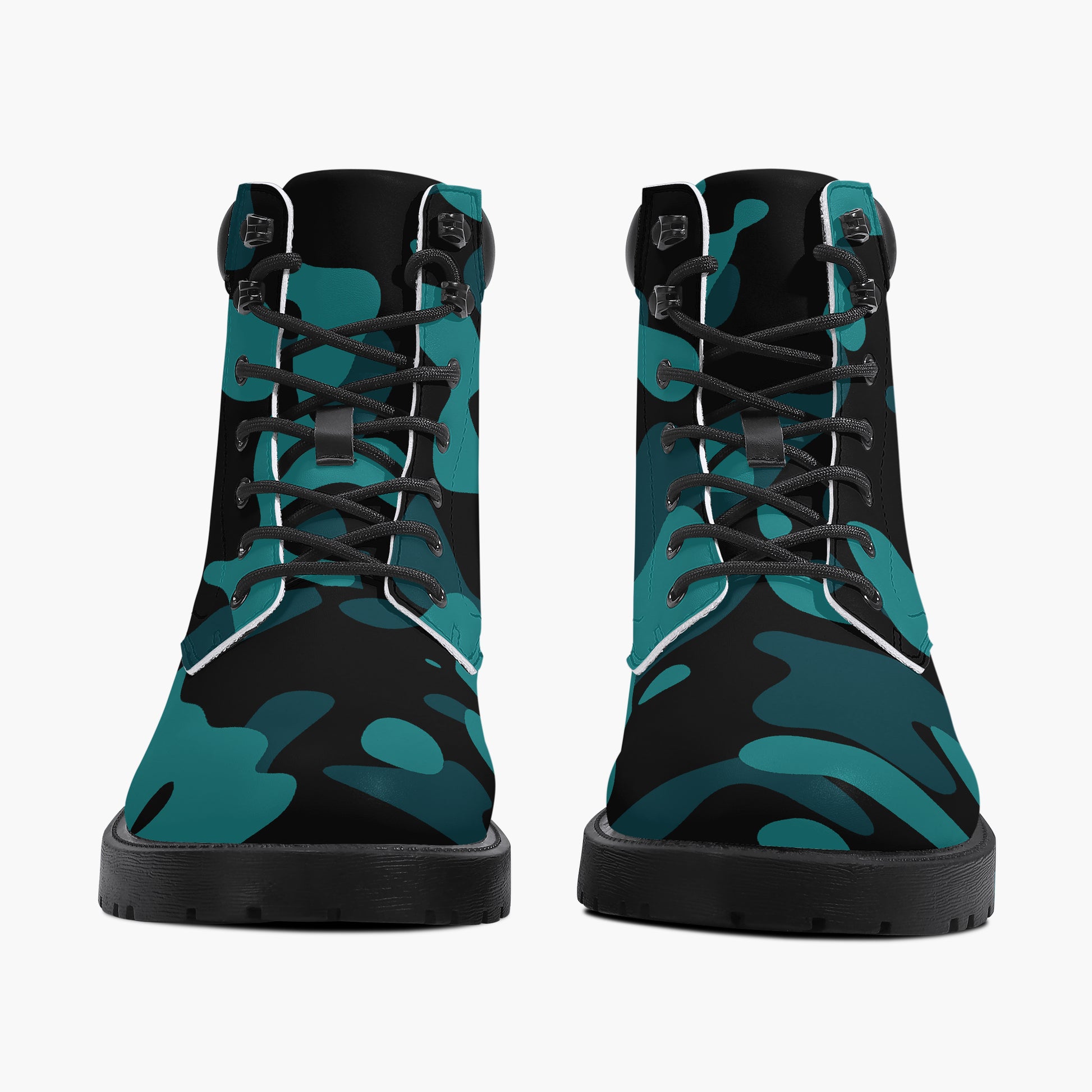 Türkis Camouflage Leder Boots | Stylische und Warme Winterstiefel Boots JLR Design
