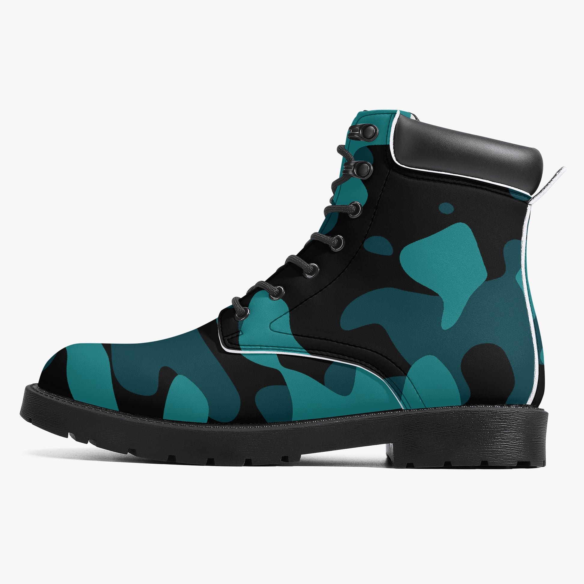 Türkis Camouflage Leder Boots | Stylische und Warme Winterstiefel Boots JLR Design