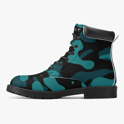 Türkis Camouflage Leder Boots | Stylische und Warme Winterstiefel Boots JLR Design