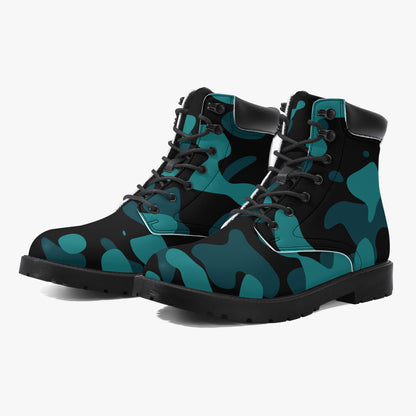 Türkis Camouflage Leder Boots | Stylische und Warme Winterstiefel Boots JLR Design