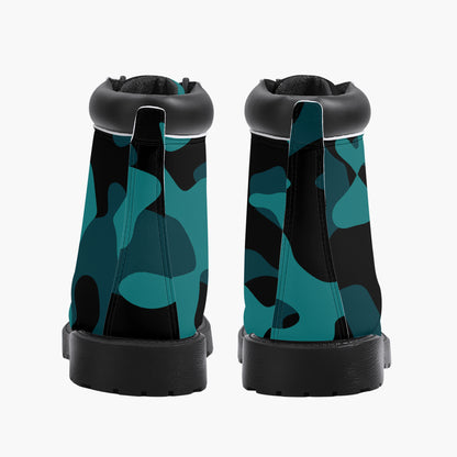Türkis Camouflage Leder Boots | Stylische und Warme Winterstiefel Boots JLR Design