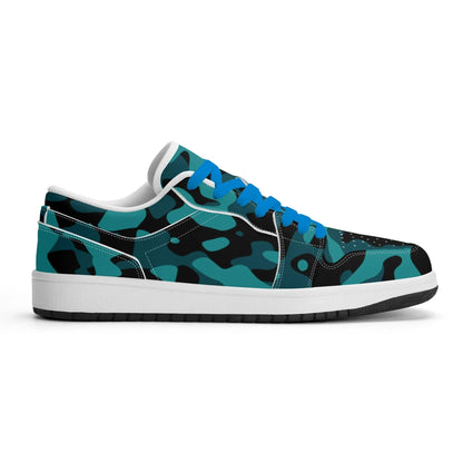 turkis-camouflage-low-top-leder-sneaker-fur-damen-sneaker-jlr-design-36242 - JLR Design