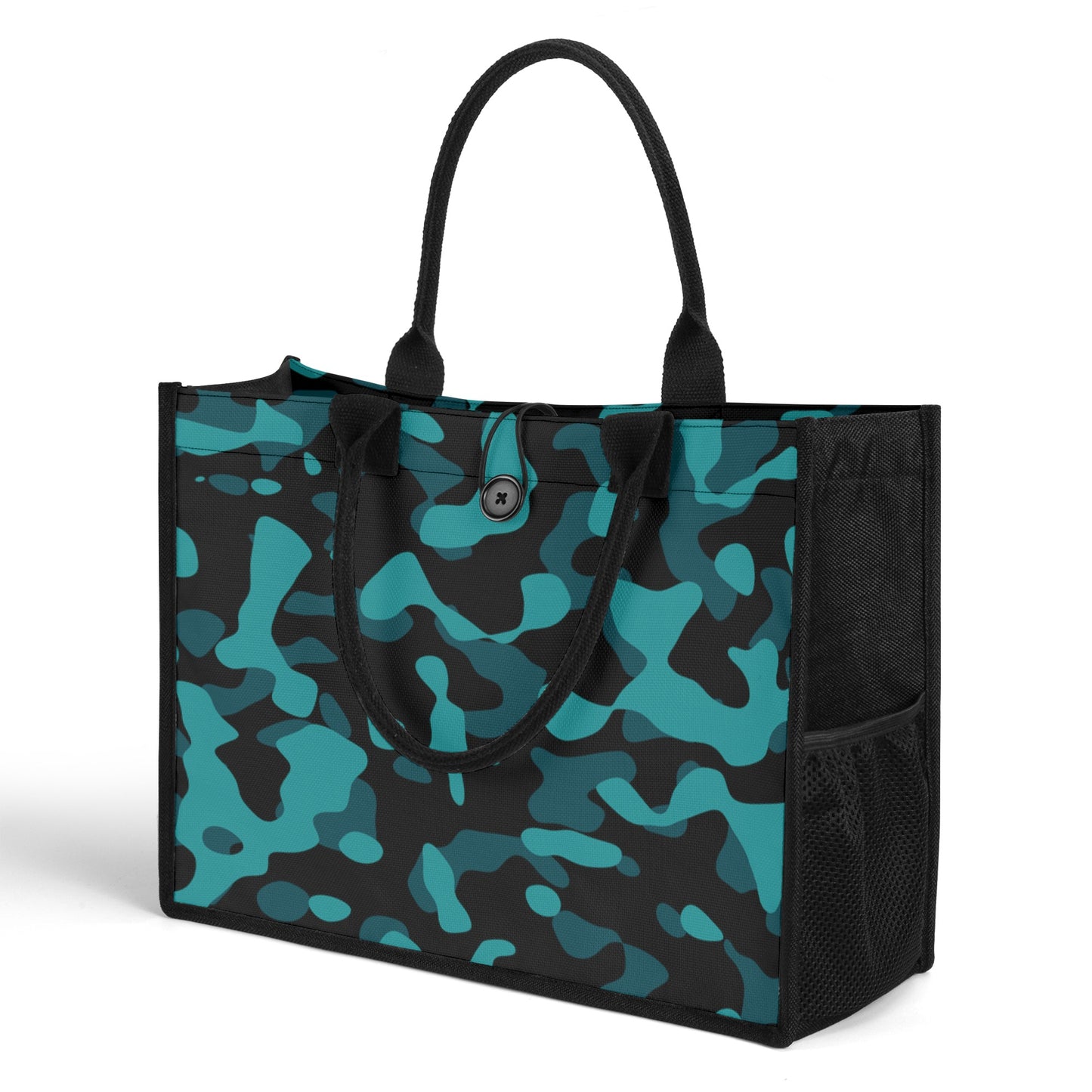 Türkis Camouflage Premium Canvas Shopper Tasche Tragetasche JLR Design