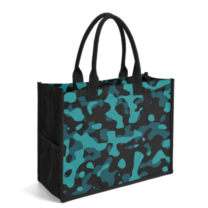 Türkis Camouflage Premium Canvas Shopper Tasche Tragetasche JLR Design