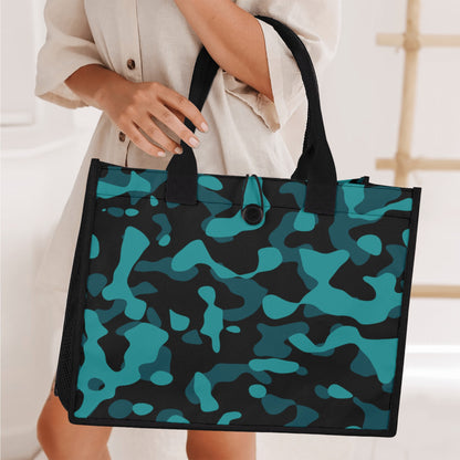 Türkis Camouflage Premium Canvas Shopper Tasche Tragetasche JLR Design