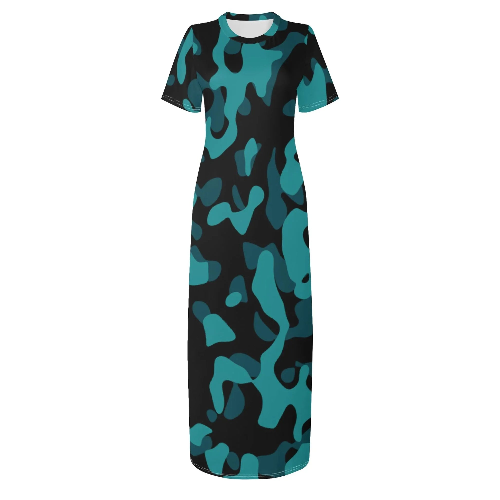 turkis-camouflage-short-sleeve-long-dress-long-dress-jlr-design-88536 - JLR Design