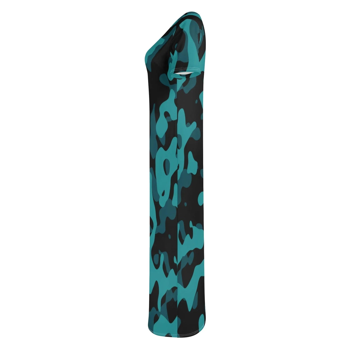 turkis-camouflage-short-sleeve-long-dress-long-dress-jlr-design-40519 - JLR Design