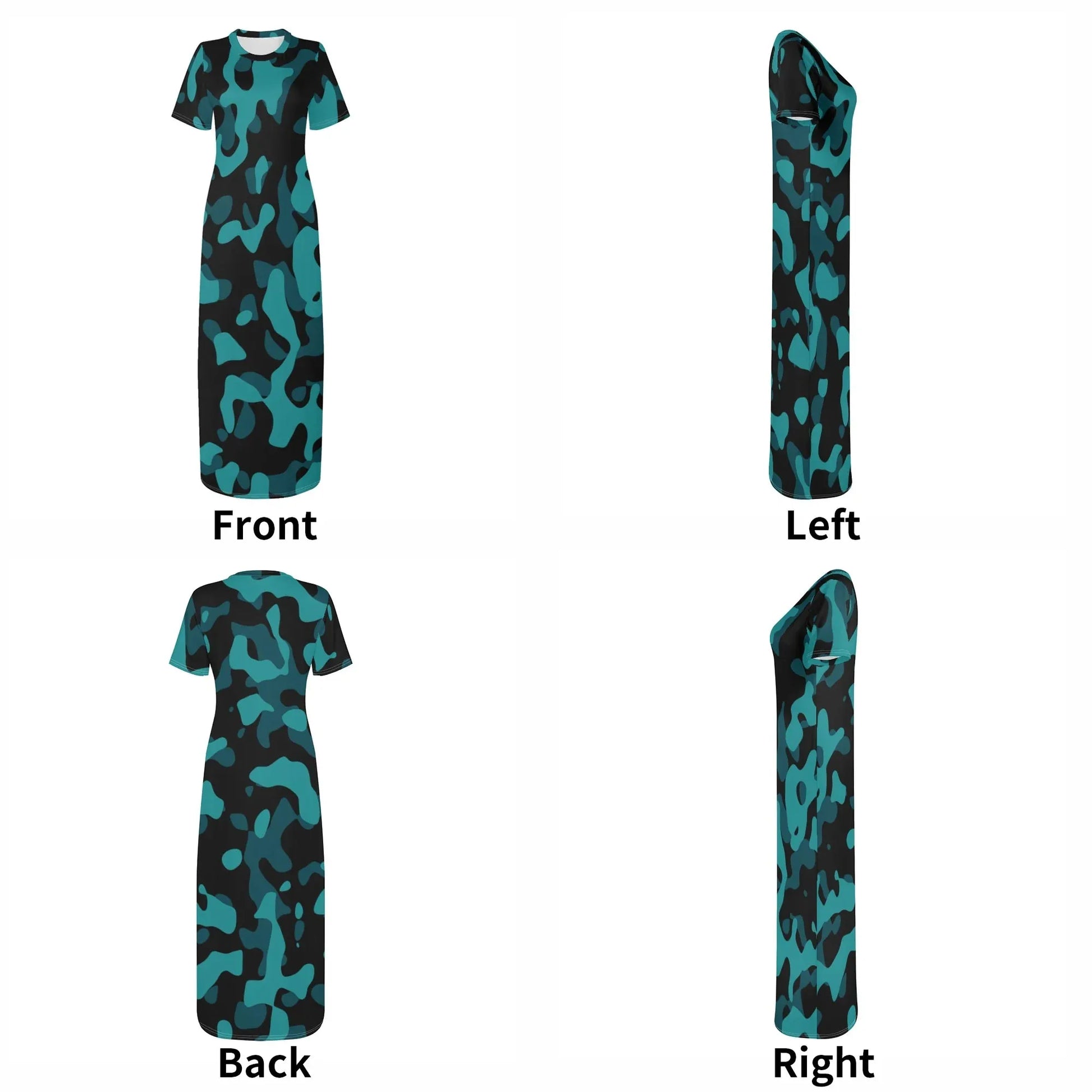turkis-camouflage-short-sleeve-long-dress-long-dress-jlr-design-95137 - JLR Design