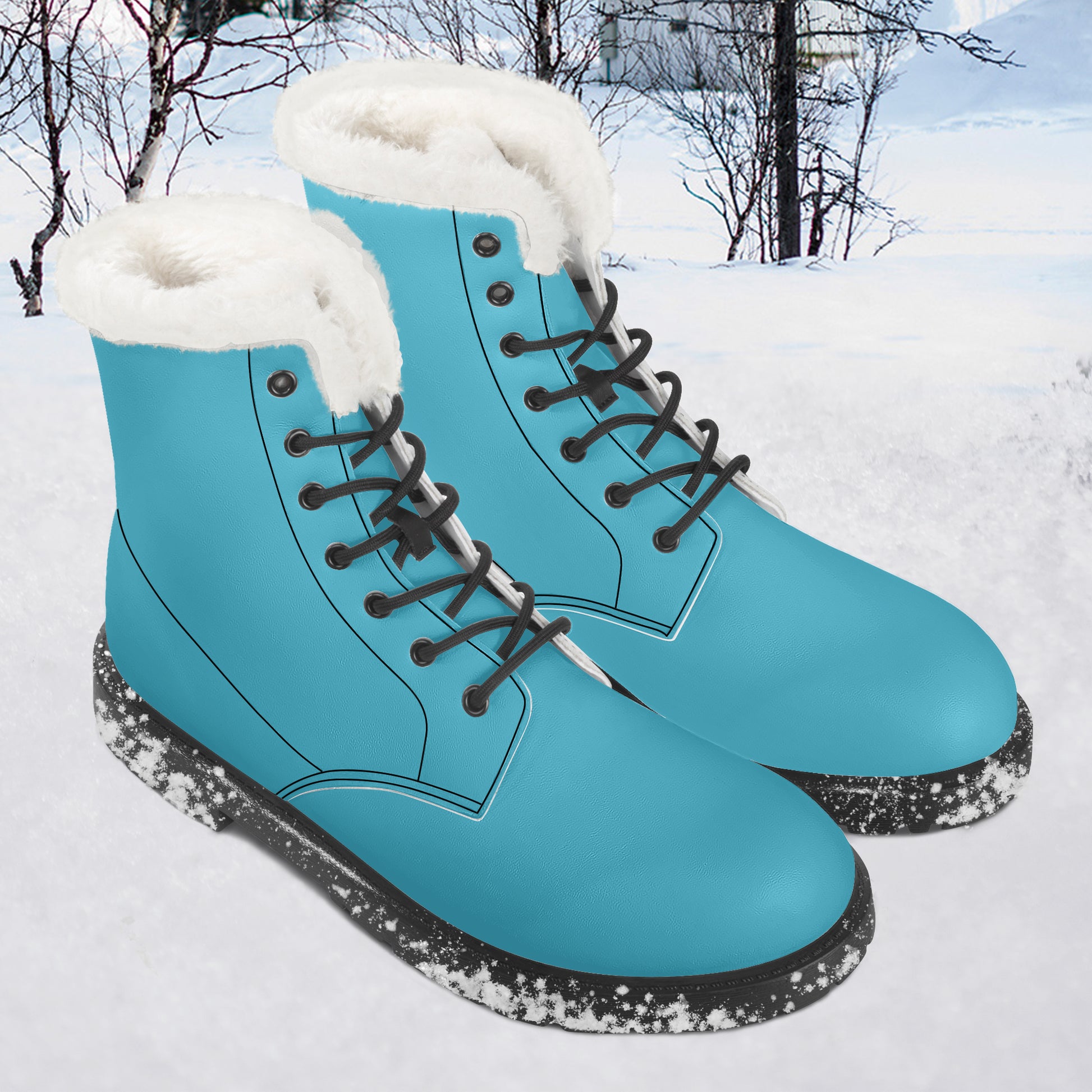 Türkise Faux Fur Leder Boots Boots JLR Design