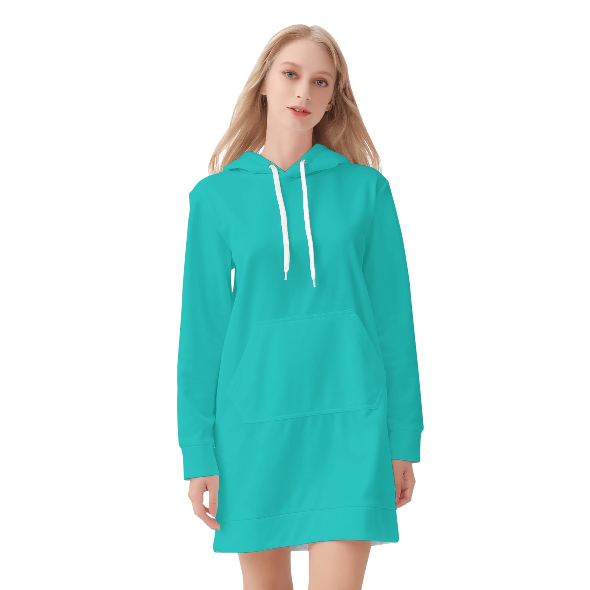 Türkiser Velvet Hoodie Dress Hoodiekleid JLR Design