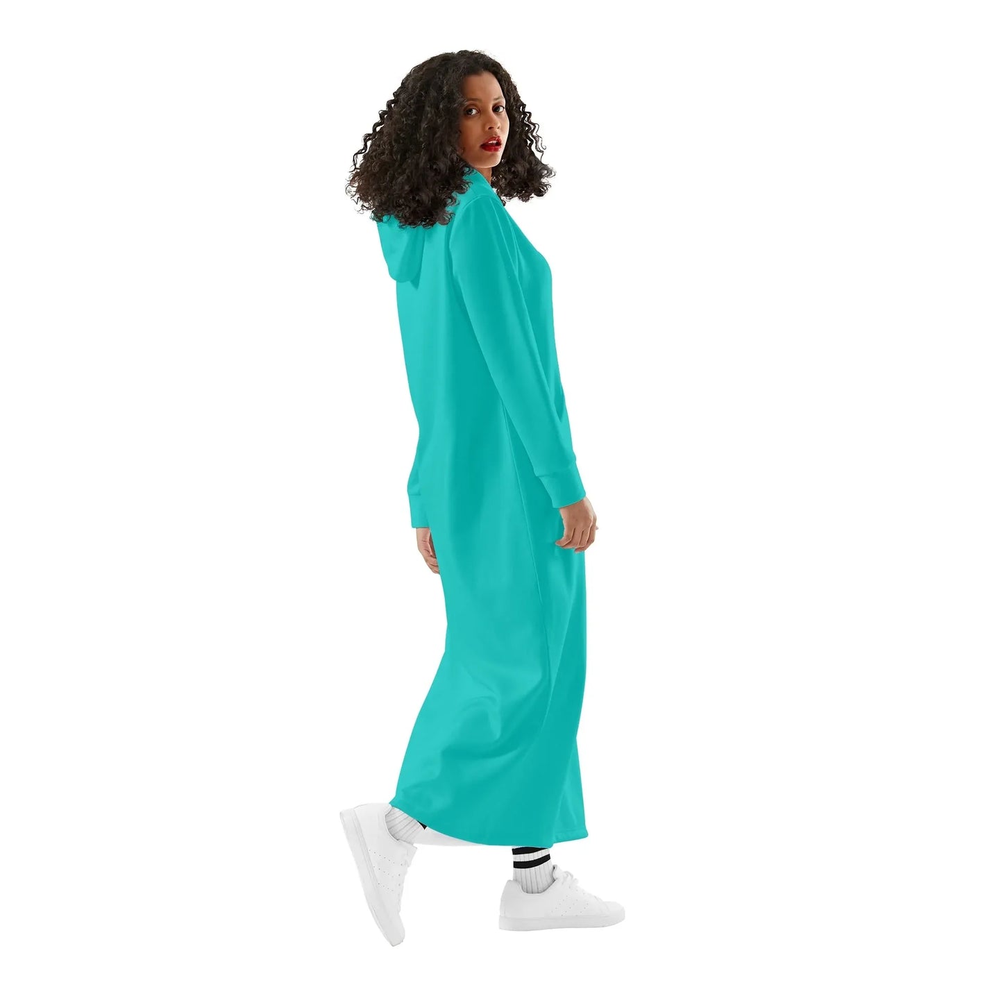 turkises-bequemes-leichtes-hoodie-kleid-hoodiekleid-jlr-design-98460 - JLR Design
