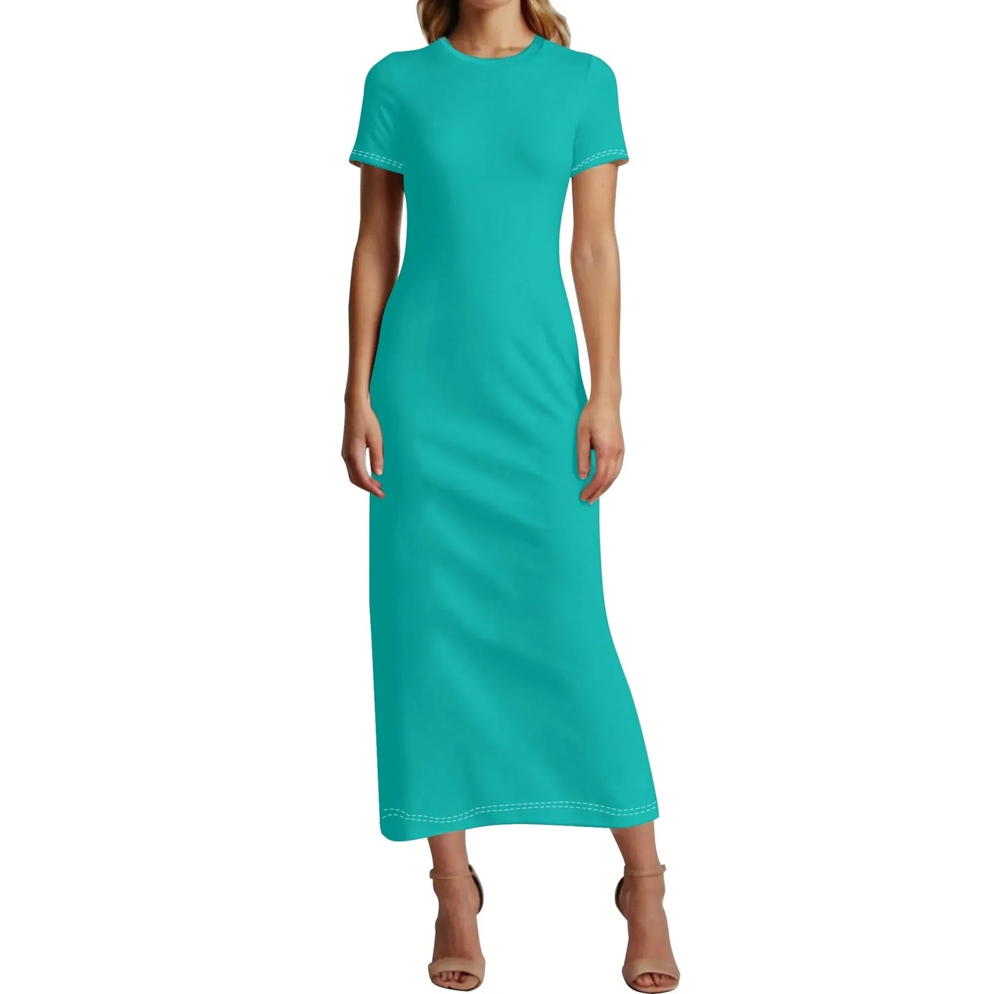 turkises-short-sleeve-long-dress-long-dress-jlr-design-34355 - JLR Design