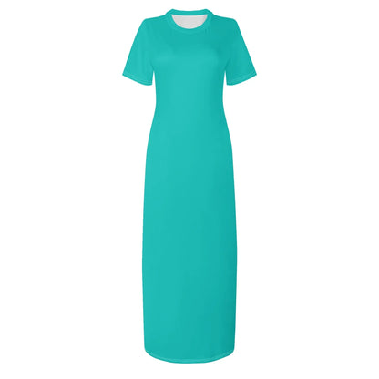 turkises-short-sleeve-long-dress-long-dress-jlr-design-13428 - JLR Design