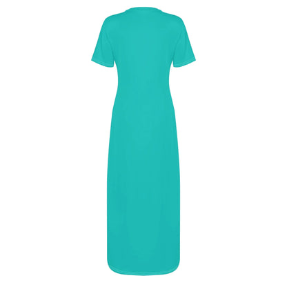 turkises-short-sleeve-long-dress-long-dress-jlr-design-51402 - JLR Design
