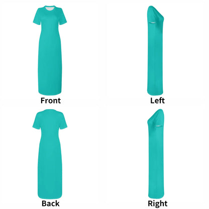 turkises-short-sleeve-long-dress-long-dress-jlr-design-34602 - JLR Design