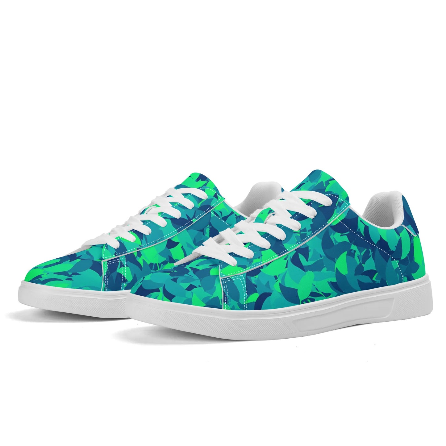 Turquoise Leaf Low Top Leather Sneaker Low Top Sneaker 83.99 Leaf, Leather, Low, Sneaker, Top, Turquioise JLR Design