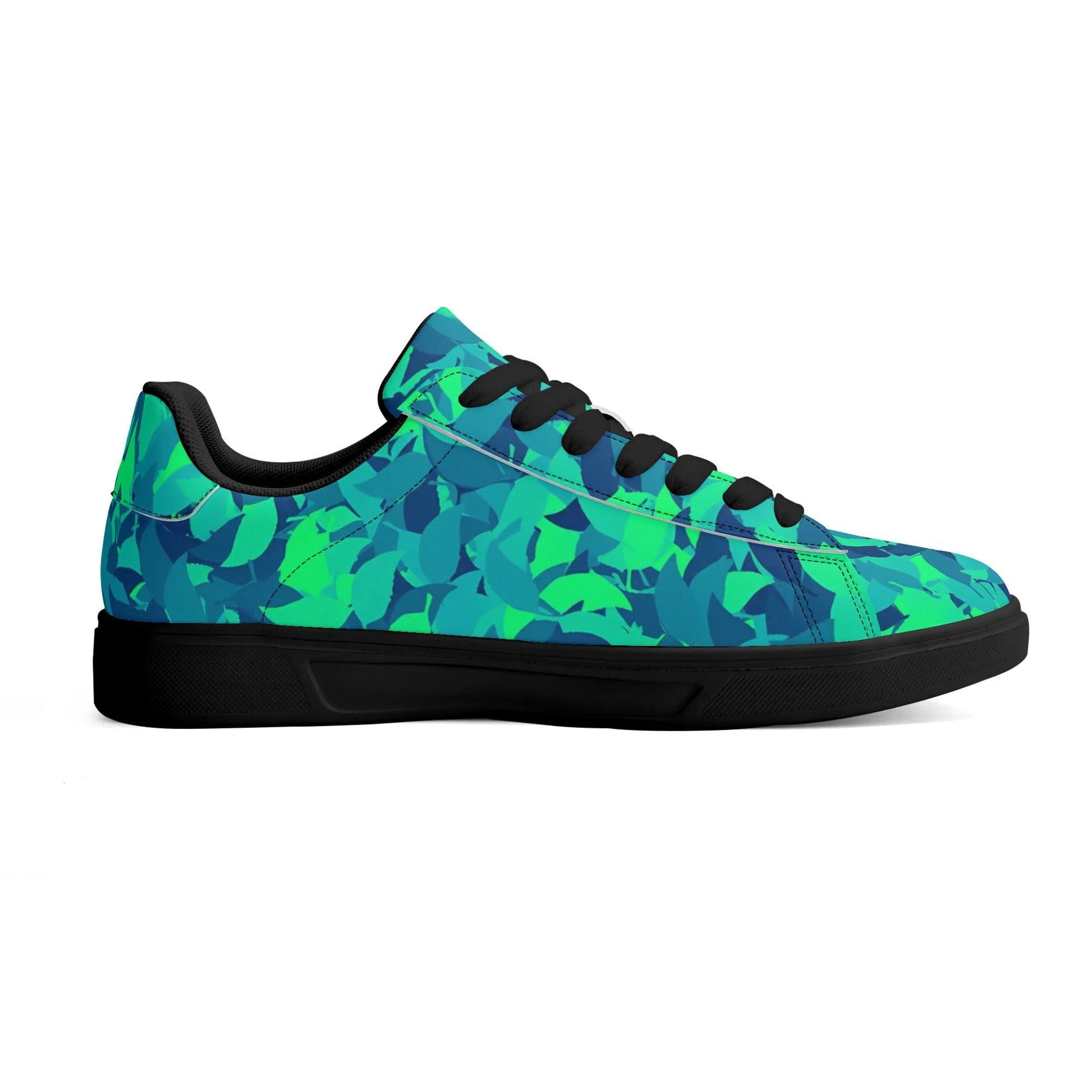 Turquoise Leaf Low Top Leather Sneaker Low Top Sneaker 83.99 Leaf, Leather, Low, Sneaker, Top, Turquioise JLR Design