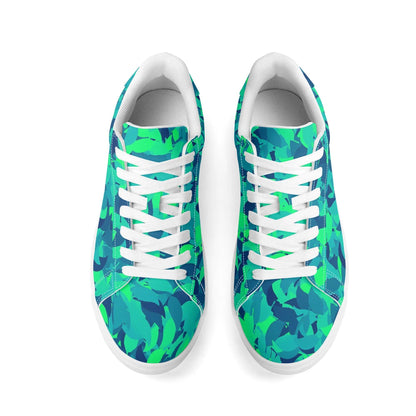 Turquoise Leaf Low Top Leather Sneaker Low Top Sneaker 83.99 Leaf, Leather, Low, Sneaker, Top, Turquioise JLR Design