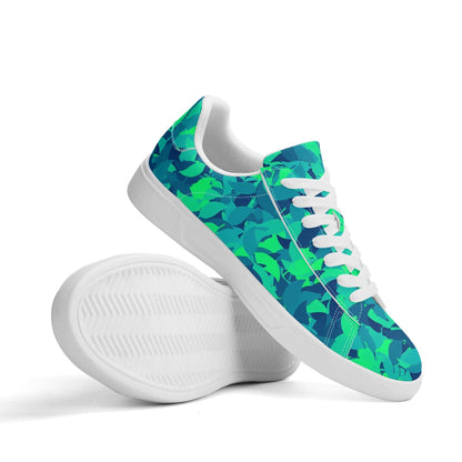 Turquoise Leaf Low Top Leather Sneaker Low Top Sneaker 83.99 Leaf, Leather, Low, Sneaker, Top, Turquioise JLR Design