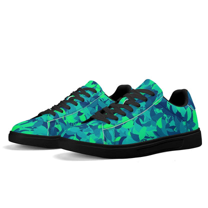 Turquoise Leaf Low Top Leather Sneaker Low Top Sneaker 83.99 Leaf, Leather, Low, Sneaker, Top, Turquioise JLR Design