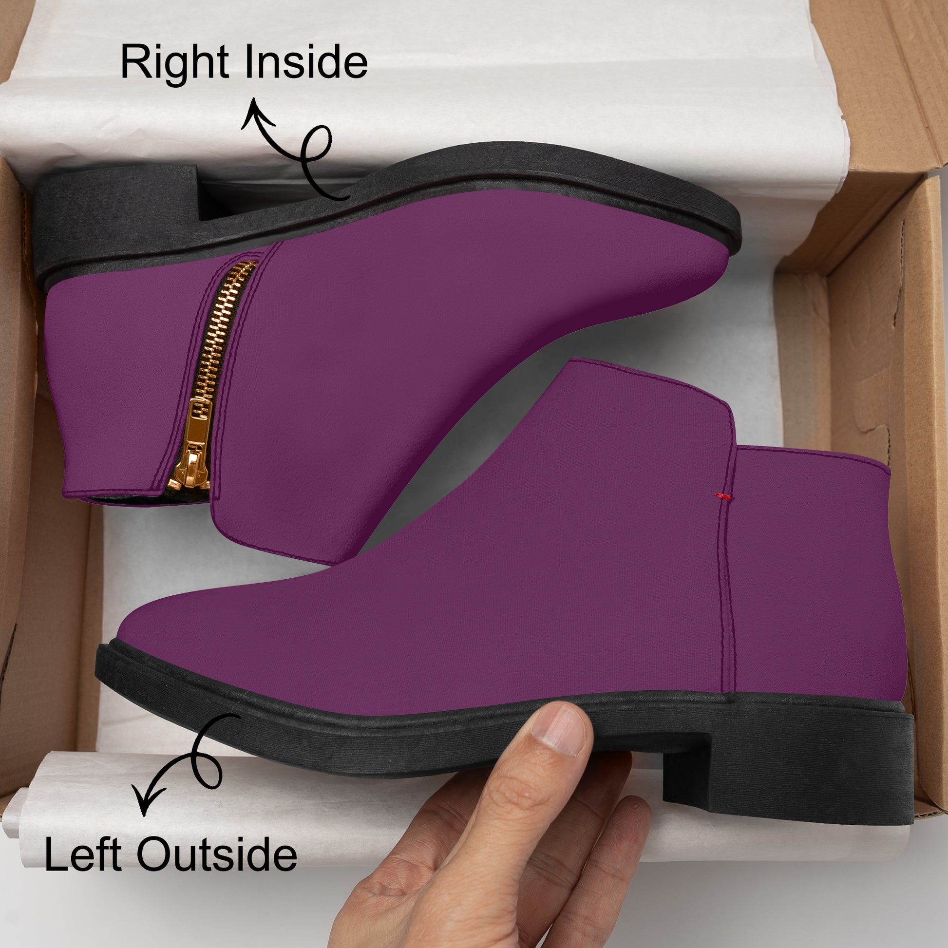 Tyrian Purple elegante Reißverschluss-Stiefeletten Stiefeletten JLR Design
