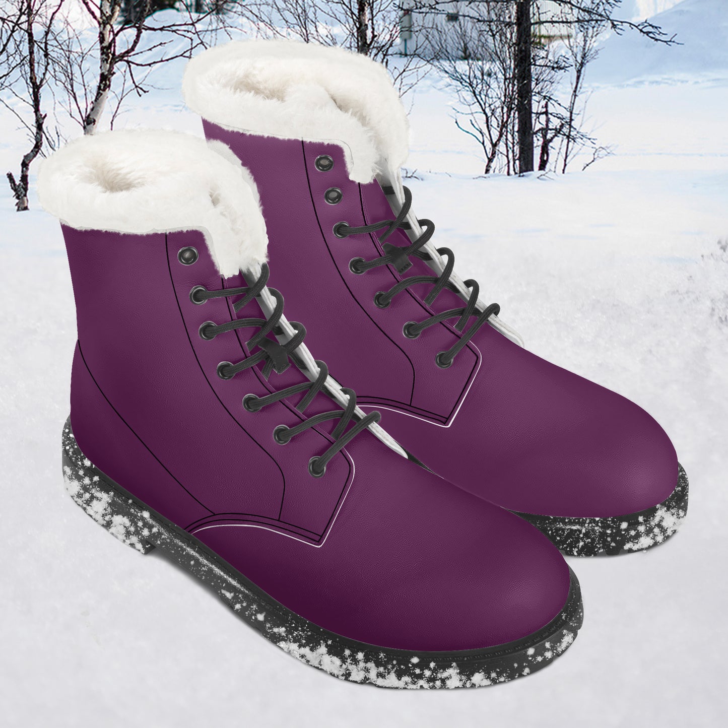 Tyrian Purple Faux Fur Leder Boots Boots JLR Design
