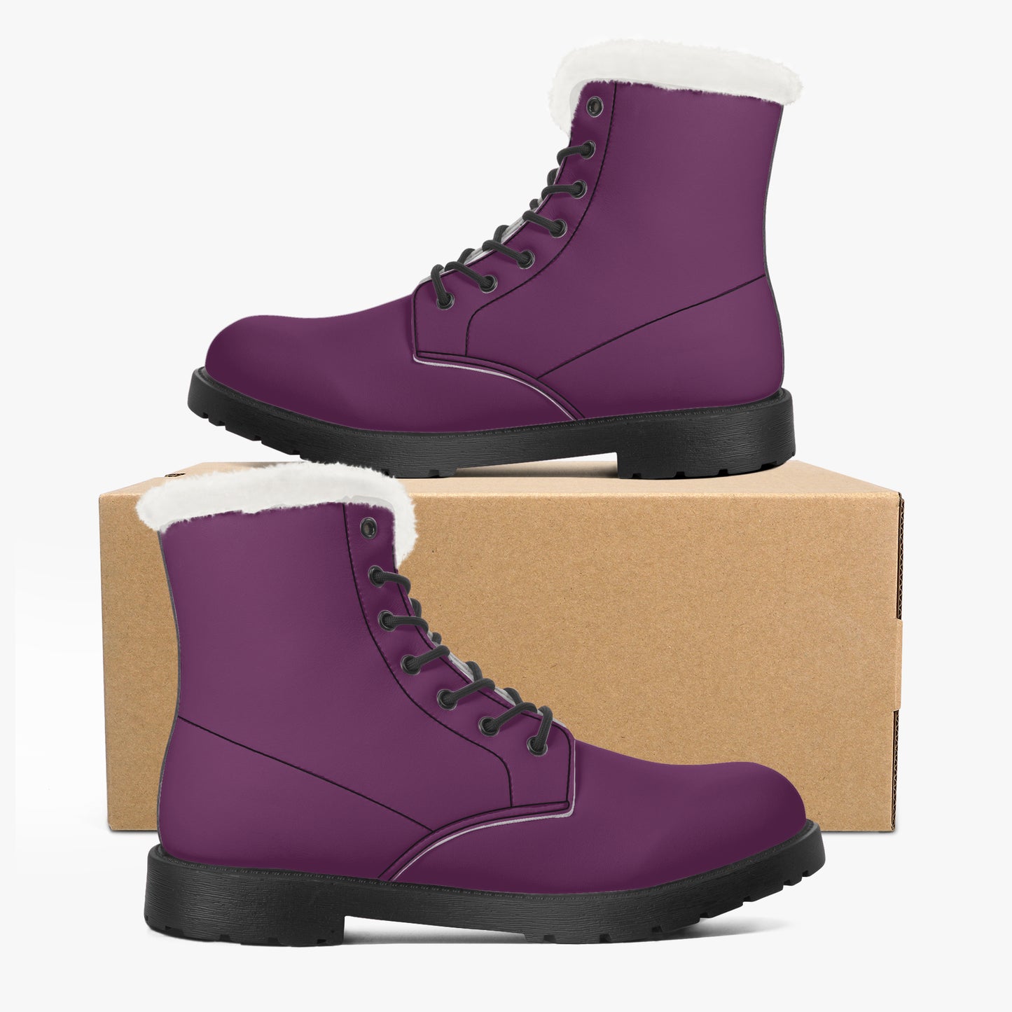 Tyrian Purple Faux Fur Leder Boots Boots JLR Design