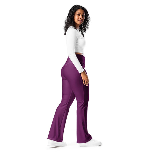 Tyrian Purple High Waist Flare Leggings Flare Leggings 59.99 Flare, Leggings, Purple, Tyrian JLR Design